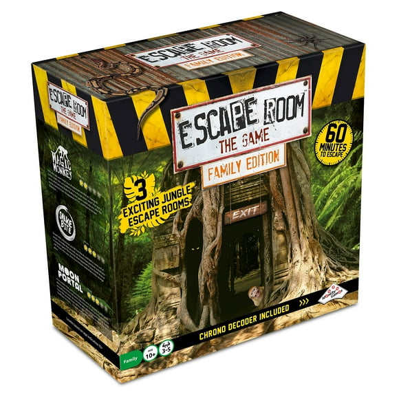 Escape Room le Jeu, Édition Familiale - avec 3 Salles d'Évasion Jungle Excitantes / Jeu de Société Mystère pour Famille, Enfants et Adolescents (Version Anglaise)