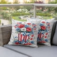 thumbnail image 4 of Independence Day Pillow Covers 2 Pack U.S. Flag Themed Cartoon Boots Flowers Wood Grain Pillowcase Waterproof Outdoor Throw Pillow Cover for Patio Garden Square Cushion 16”x16”, 4 of 9