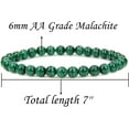 thumbnail image 2 of Natural AA Grade Malachite Gemstone 6mm Round Beads Stretch Bracelet 7" Unisex, 2 of 2