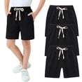 thumbnail image 2 of XXWXYD 3 Pack Toddler Kids Shorts Cotton Linen Pull On Drawstring Solid Color Casual Summer Playground Beach Comfort Breathable Playtime Everyday Outfit, 2 of 4