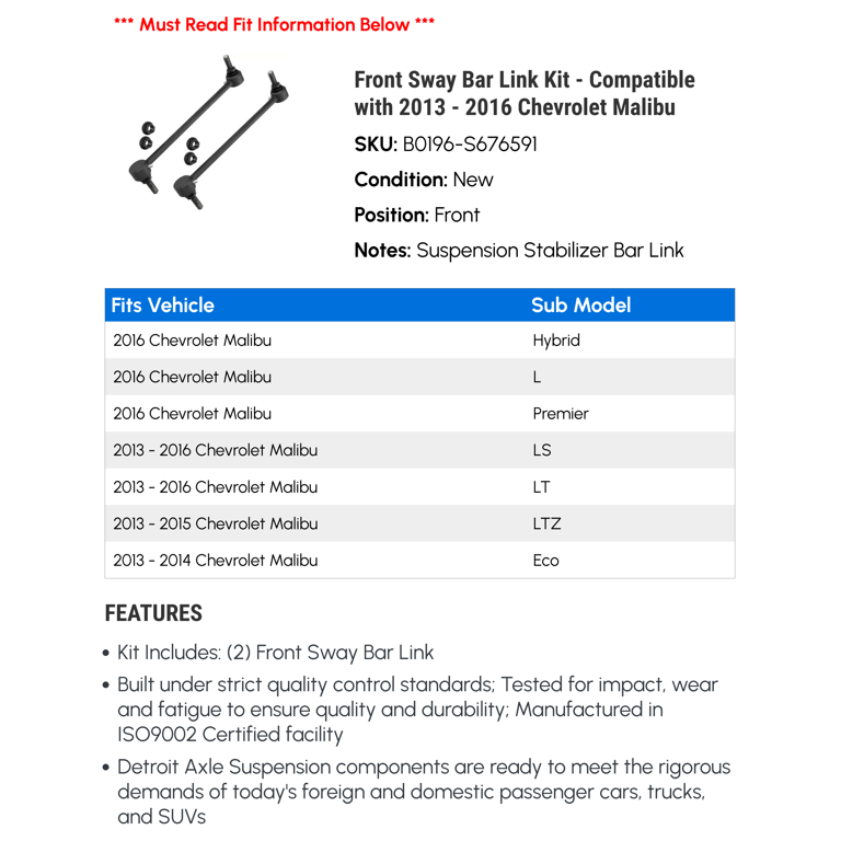 A-Premium Front Sway Bar Link Stabilizer Link Compatible With Chevrolet
