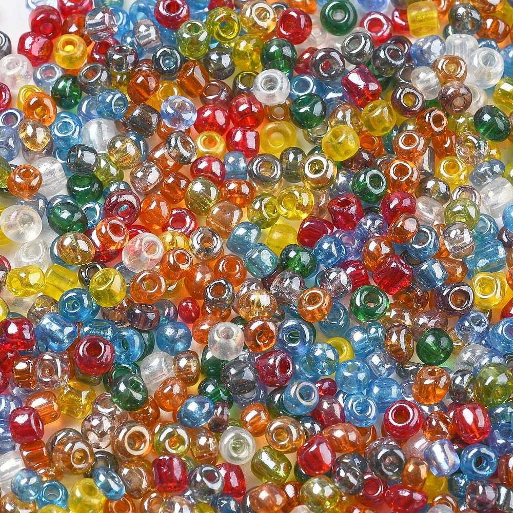 6/0 Glass Seed Beads Trans. Colours Lustered Round Mixed Color 4mm Hole: 1.5mm about 4500pcs/pound