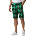 thumbnail image 5 of INSPIRE CHIC Argyle Shorts for Men's Regular Fit Flat Front Contrasting Colors Patterned Shorts 30 Green Black, 5 of 5