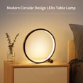 thumbnail image 4 of leyfeng Lámpara de mesa LED redonda de 25 CM, Control táctil, 3 niveles de brillo, lámpara de mesita de noche de diseño Circular moderno, 4 of 8