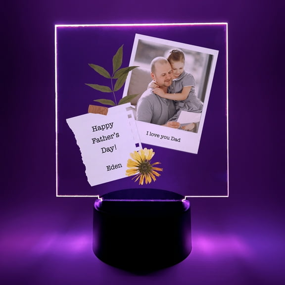 Custom Photo Picture Frame LED Personalized Daddy Father Uncle Grandpa Pops Stepdad, From Daughter Son Kids Gift For Dad, Happy Fathers Day!