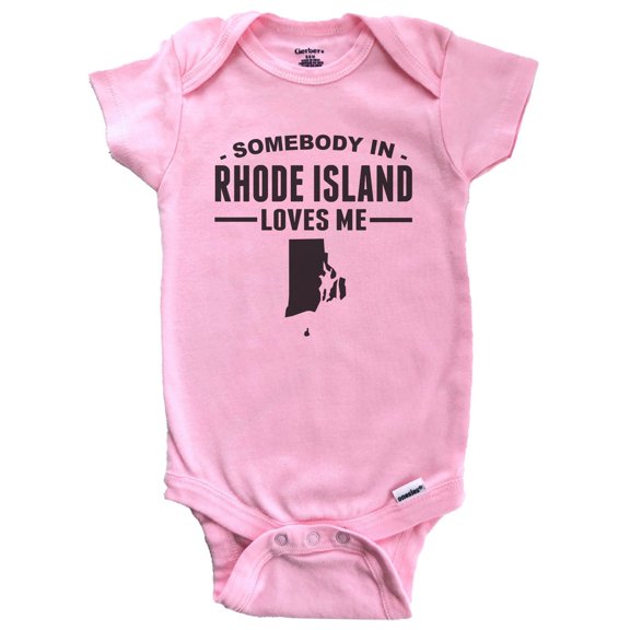 Somebody In Rhode Island Loves Me Baby Bodysuit - Rhode Island Baby Bodysuit (Pink)