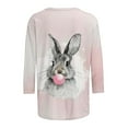 thumbnail image 4 of Easter Day Tshirts Women Funny Festive Bunny Print Top 3/4 Sleeve Round Neck Blouse Easter Day Holiday Shirt Tees V Neck Tops My Items, 4 of 5