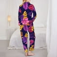 thumbnail image 5 of Disketp Pajamas Set Long Sleeve Sleepwear Womens Button Down Nightwear Pj Sets-Purple Flower, 5 of 9