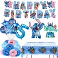 thumbnail image 1 of Stitch Birthday Decorations Balloons Tableware Plate Banner Happy Birthday Lilo and Stitch Decor Party Supplies for Kids Gift, 1 of 7
