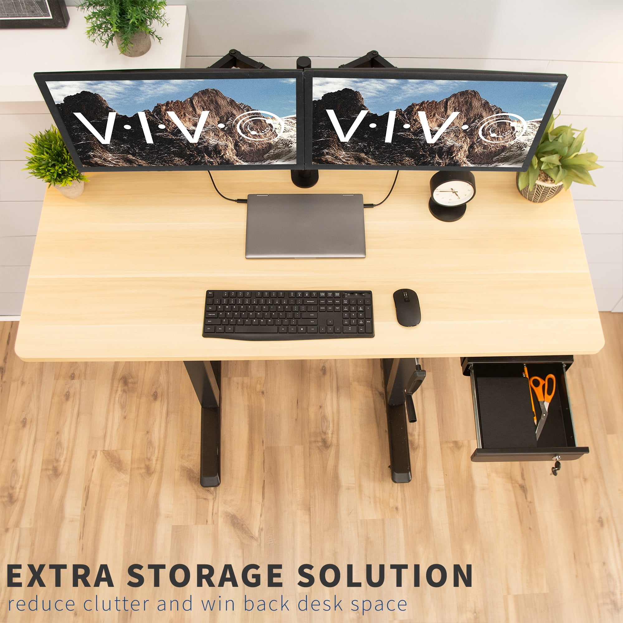 VIVO Black Lockable Pull Out Under Desk Storage Drawer, Workspace Organizer