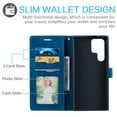 thumbnail image 5 of Allytech Slim Wallet Case for Samsung Galaxy S22 Ultra, [3 Card Slots] [Cash Pocket] Premium PU Leather Kickstand Magnetic Clasp Shockproof Full Body Protective RFID Blocking Flip Case - Blue, 5 of 13