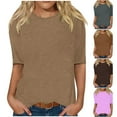 thumbnail image 2 of ShiShine Womens 2025 Half Sleeve Tshirt Tops Solid Color Fashion Crewneck Blouse Tee Trendy Clothing, 2 of 6