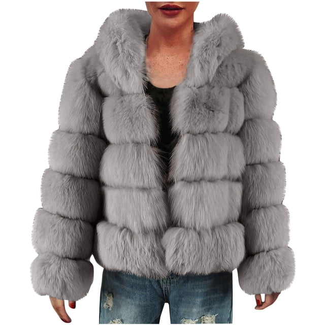 Abrigo de Piel Sintética Para Mujer Chaqueta Cálida Invierno Sólido Cuello en V Prendas de Abrigo Odeerbi ODB178617