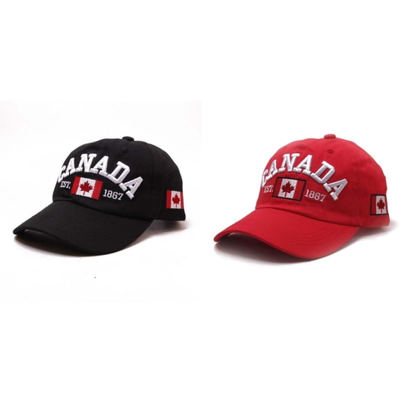2 Pack Canada Baseball Cap, Canada Day Embroidered Maple Leaf Flag Adjustable Golf Hat for Men Women Kids