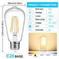 thumbnail image 2 of Bombillas LED Ascher Vintage Edison, 6 W, E26, blanco cálido, 2700 K, paquete de 8, 2 of 9