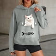 thumbnail image 2 of XPMWRP Cute Cat Sweatshirt for Women Casual Graphic Hoodie Fashion Animal Print Long Sleeve Pullover Oversized Tops Gray XXL, 2 of 8