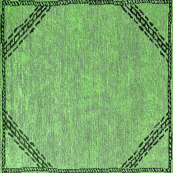 Ahgly Company Indoor Square Oriental Green Industrial Area Rugs, 4' Square
