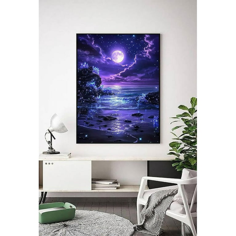Kit Pittura Con Diamanti Per San Valentino – Love Moonlight Coast – Quadro Fai Da Te 30x40 Cm Con Drill Rotondi – Per Adulti