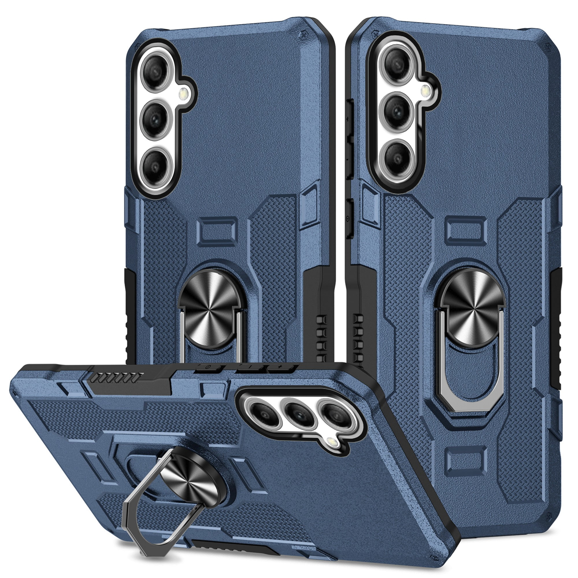 YEYKX Case for Samsung Galaxy A16 5G, Ring Holder Kickstand Anti-Fingerprint Non-slip Anti-Drop Heavy Duty Defender Rugged Case Cover for Samsung A16 5G Phone 6.7 inches,Blue,For Galaxy A16