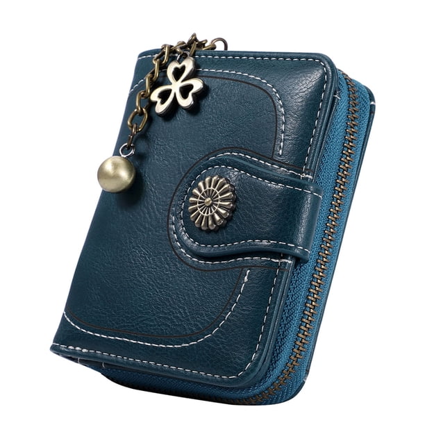 Cartera corta plegable Sonducket Mujer Almacenamiento Retro PU Cuero Negro