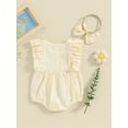 thumbnail image 3 of Bagilaanoe Newborn Baby Girl Summer Rompers Sleeveless Bodysuits + Headband 3M 6M 12M 18M Infant Casual One Piece Jumpsuit, 3 of 8