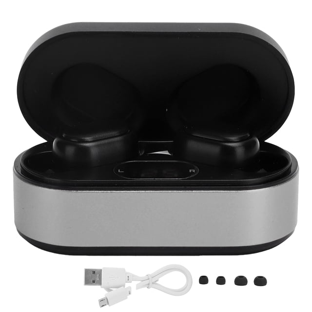 V3 TWS Auriculares Bluetooth 5.0 Inalámbricos Inteligentes Reducción de Ruido LED Auriculares para Música Negro Plata