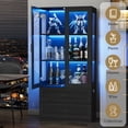 thumbnail image 6 of BROTTAR Display Cabinet with LED Lights, Curio Chine Cabinet with Doors & 2 Drawers, 67" Bookcase Display Case Storage Cabinet for Collectibles, Human Body Sensor, Home Office, Living Room, Black, 6 of 7