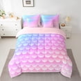thumbnail image 2 of Homewish Cartoon Mermaid Pattern 7-Piece Twin Bedding Sets,Ocean Animal Bedding Comforter Set,Pink Purple Ombre Sheet Sets For Girls Kids,Luxury Bedroom Decor Reversible, 2 of 8