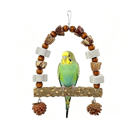 Wood Bird Swing for Cockatiels Parrot Perch Hanging Toys Parakeets Birdcage Stands Swing for Lovebirds Conures Budgies