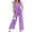 Purple, variant on Girls Cap Sleeve Solid Color Jumpsuit Summer Children Kids Wide Leg Loose Jumpsuit