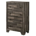 thumbnail image 6 of Rustic Brown Finish 6pc King Size Platform Bedroom Set Bed Dresser Mirror Nightstands Chest, 6 of 7