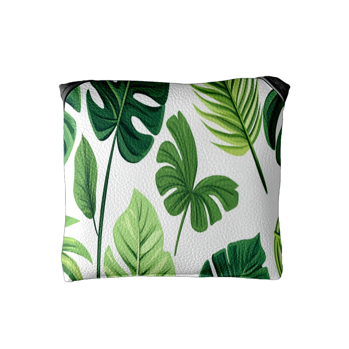 Golf Mallet Putter Cover Premium Leather Waterproof Golf Putter Head Cover with Magnetic Closure Green Leaves