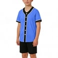 thumbnail image 6 of WPPGONE Kids Boys Athletic Button Down Shirt V Neck Short Sleeve Active Top Classic Baseball Style Mesh Fabric Breathable Sportswear Team Practice Playwear Casual Jersey Apparel, 6 of 6