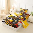 thumbnail image 2 of Manfei Cool Motorbike Twin Sheets,Checkered Pattern Bedding,Yellow,3-Piece,1 Fitted Sheet and 1 Pillowcase, 2 of 6