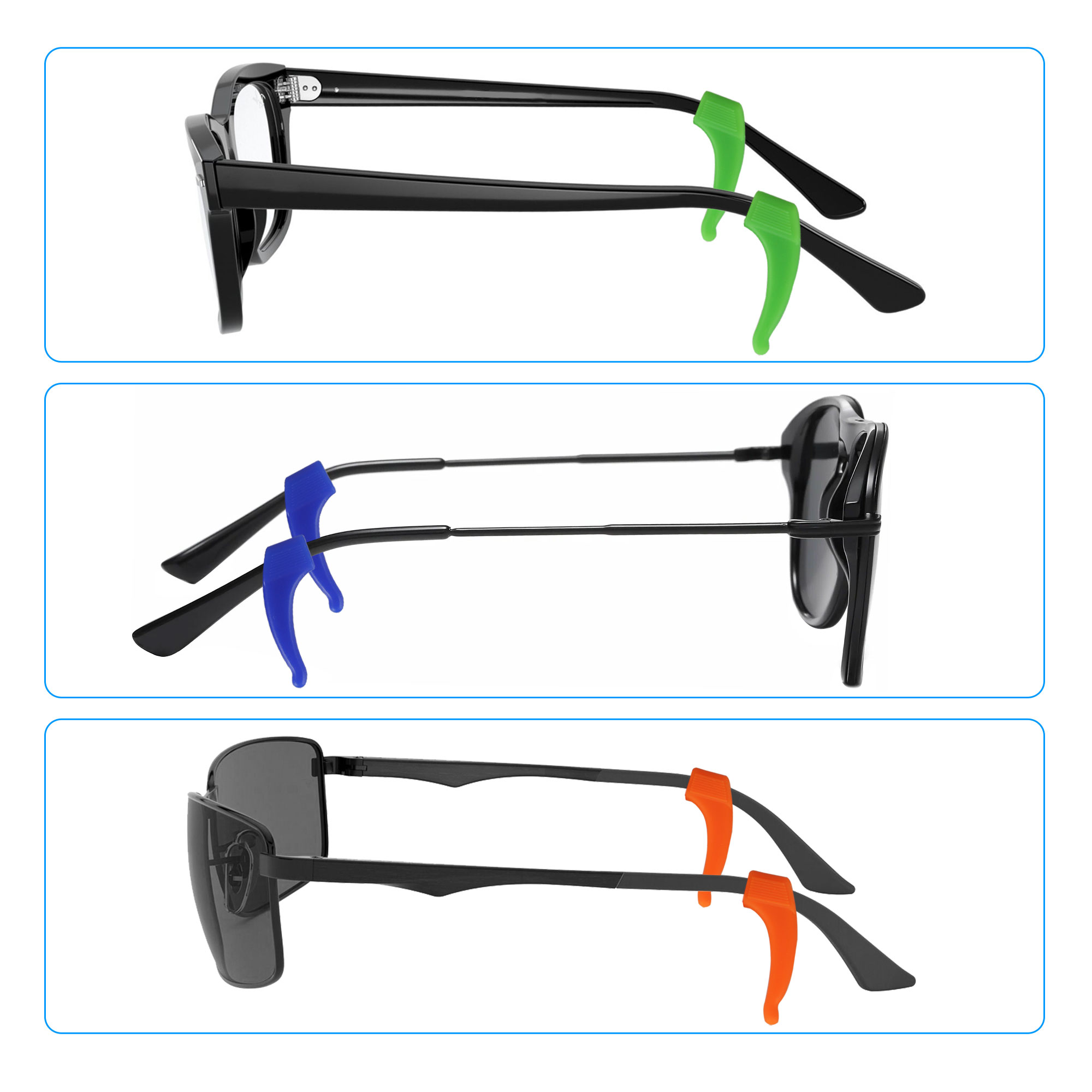 TSV 20/10pairs Eyeglass Strap Holders, Silicone Anti Slip Eyewear Retainer, Ear Hook, Ear Grip, Eyeglass Temple Tip - image 5 of 9