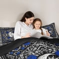 thumbnail image 4 of Erosebridal Boho Sun and Moon Queen Comforter Set, Bohemian Aztec Mandala Bedding Comforter Set, Black Gray Blue, Black Reversible 3 Pieces, 1 Comforter and 2 Pillowcases, 4 of 6