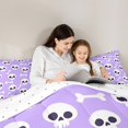 thumbnail image 5 of jejeloiu Funny Halloween Skull Queen Comforter Set,Dog Bone Bedding Sets,Purple White Bedding Comforter Set For Children,Microfiber Bedroom Decor Reversible,3 Pieces, 5 of 8