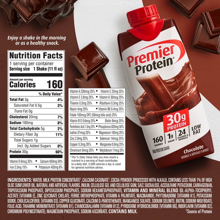 3 Pack  Premier Protein Shake, Chocolate, 30g Protein, 11 Fl Oz 12 Ct