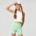 thumbnail image 4 of Gubotare Girls Shorts Quick-Dry Color Block Mid-Rise Athletic Sport Shorts for Running Cycling Yoga Size 15-16 (Green,15-16 Years), 4 of 5