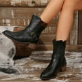 thumbnail image 2 of WRKEKC Womens Boots Ankle Booties Solid Square Toe Side Zipper Thick Heel Mid Heel Short Boots for Ladies Winter, 2 of 9