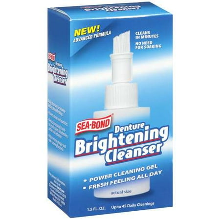 Sea-Bond: Gel W/A Brush Top & Up to 45 Daily Cleanings Denture Brightening Cleanser, 1.5 fl oz