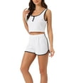 thumbnail image 4 of INSPIRE CHIC Women's Ribbed Pajama Sets Sleeveless Crop Tank Top and Shorts 2 Piece Lounge Outfits Sets L White, 4 of 6