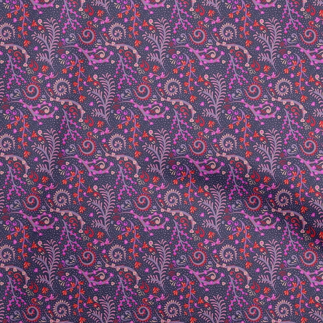 oneOone Velvet Blue Fabric Floral Craft Projects Decor Fabric Printed By The Yard 58 Inch Wide