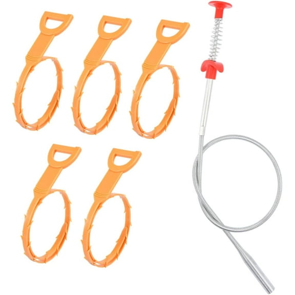 6 Pcs Kitchen Plumbing Toliet Bowl Cleaner Water Pipe Cleaner Bathtub Cleaner Clogged Toilet Clip Hair Grabber Pipe Cleaning Extractor Pipeline Dredge Hook Flexible Grabber Tool