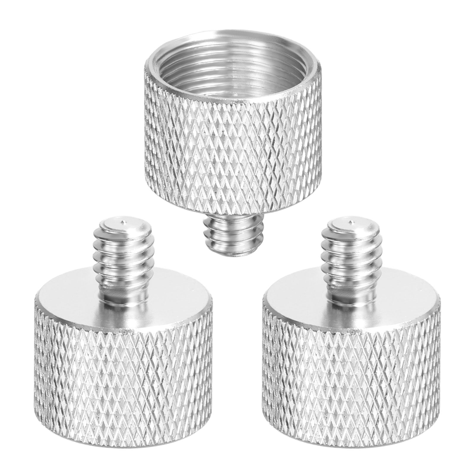 Uxcell 3 Pcs 1/4"-20 Male to 5/8"-27 Female Convert Screw Adapters - Aluminum Alloy Tripod Thread Adapter Mount, Stable Tripod for Camera Monopod/Video DSLR/SLR, Silver