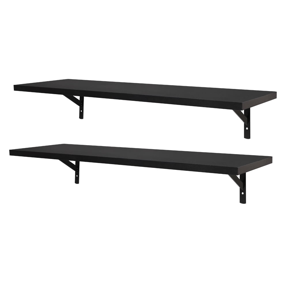 Lowestbest 2 Floating Shelves, Display Shelf, Floating Shelves Wall Mounted with Bracket for Frames, Modern Home Decorative, Black Lowestbest 2 Floating Shelves, Display Shelf, Floating Shelves Wall Mounted with Bracket for Frames, Modern Home Decorative, Black