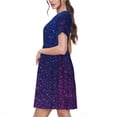 thumbnail image 2 of Picia Neon Glitter Pattern Women's Short Sleeve Summer Dress Pleated Loose Swing Knee Length Short Sleeve Swing Dresses, 2 of 6