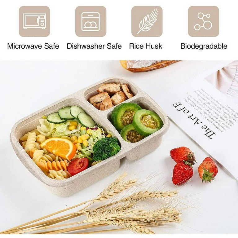 xhongz 3 Compartment Meal Prep Lunch Containers for Adults, 4 Pack Bento Lunch Box, Durable BPA Free Plastic Reusable Food Storage Containers with
