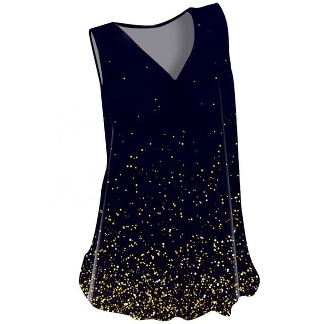Blusa sin mangas con cuello en V y estampado informal para mujer a la moda, camisetas sin mangas de verano Fridja gh6326