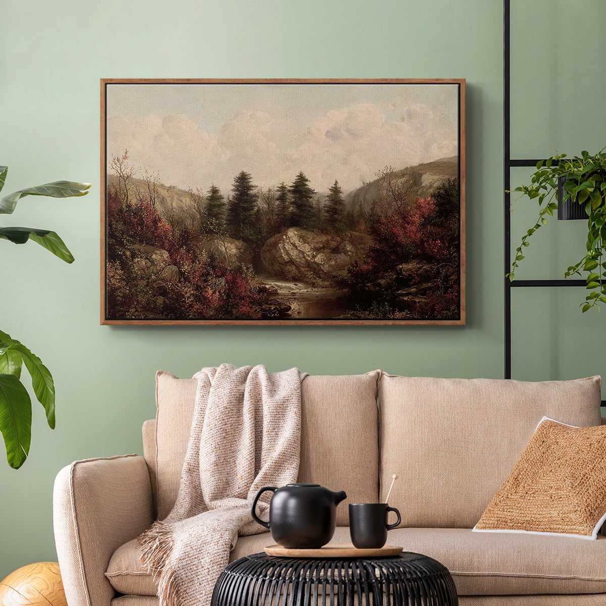 Vintage Landscape-CCCXXVIII By Wexford Home Framed in Walnut Wood Gallery Wrapped Canvas 27 in. x 41 in.